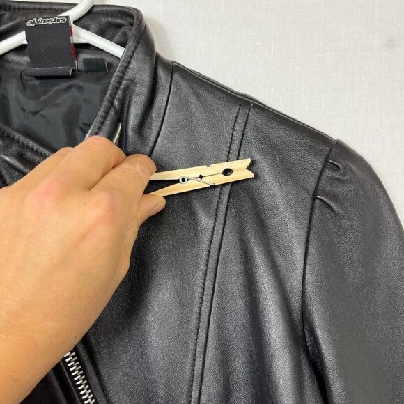 Alpinestars 100% Leather Motorcycle Jacket Womens S Side Zip Pleated Moto Black - Picture 15 of 16